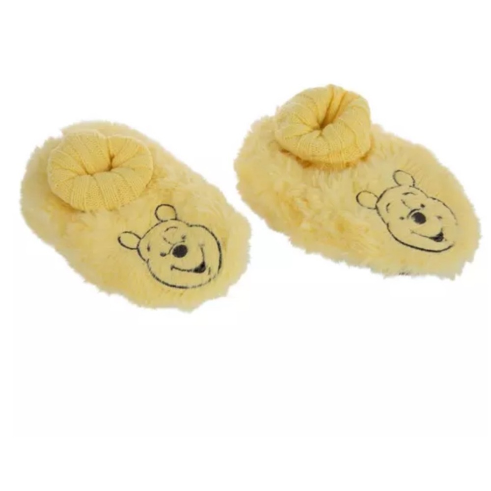 Yellow Winnie the Pooh Fuzzy Slippers